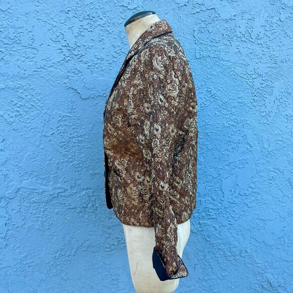 Vintage Floral Quilted Jacket Small Gold floral blazer - Picture 8 of 10